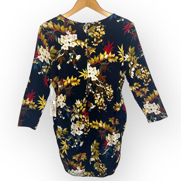 Jessica Simpson NWT Floral Maternity Top Size M long Sleeve Navy Blue Floral - Picture 3 of 9